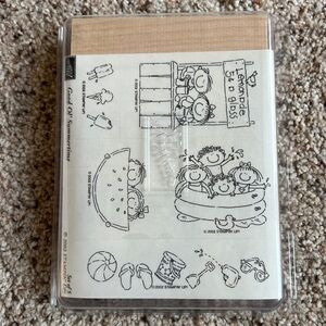Stampin' Up! Summer Kids Clear Stamp Set - Black Line Illustrations